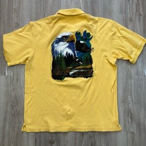 Van Heusen Pima Cotton Eagle Nature‎ Collar Shirt Men's Size Large Yellow *Flaw